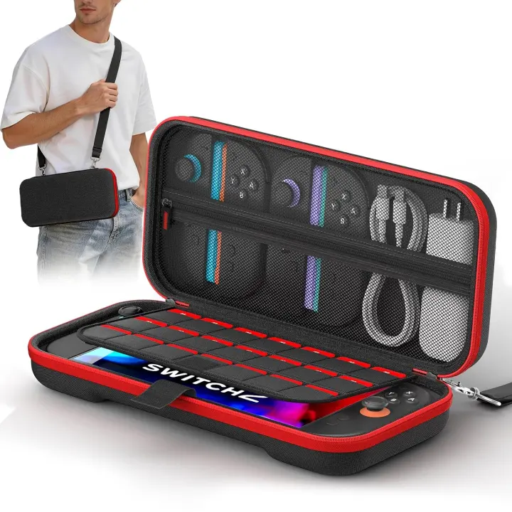 COOLSTONE Switch 2 Carrying Case — 20 Game Slots & Adjustable Strap