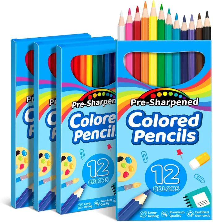 V-Opitos 48 Colored Pencils (4 Packs of 12) — Pre-Sharpened Kid's Set